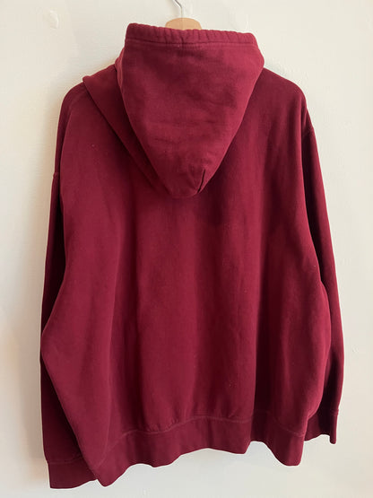 2010s Polo Ralph Lauren Corduary Spell Out Burgundy Hoodie (XXL)