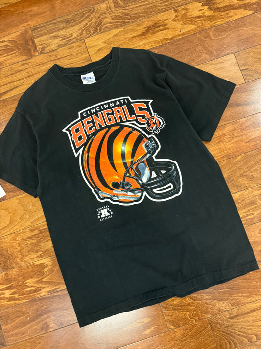 90s Cincinnati Bengals AFC Pro Player NFL Helmet Tee (L)