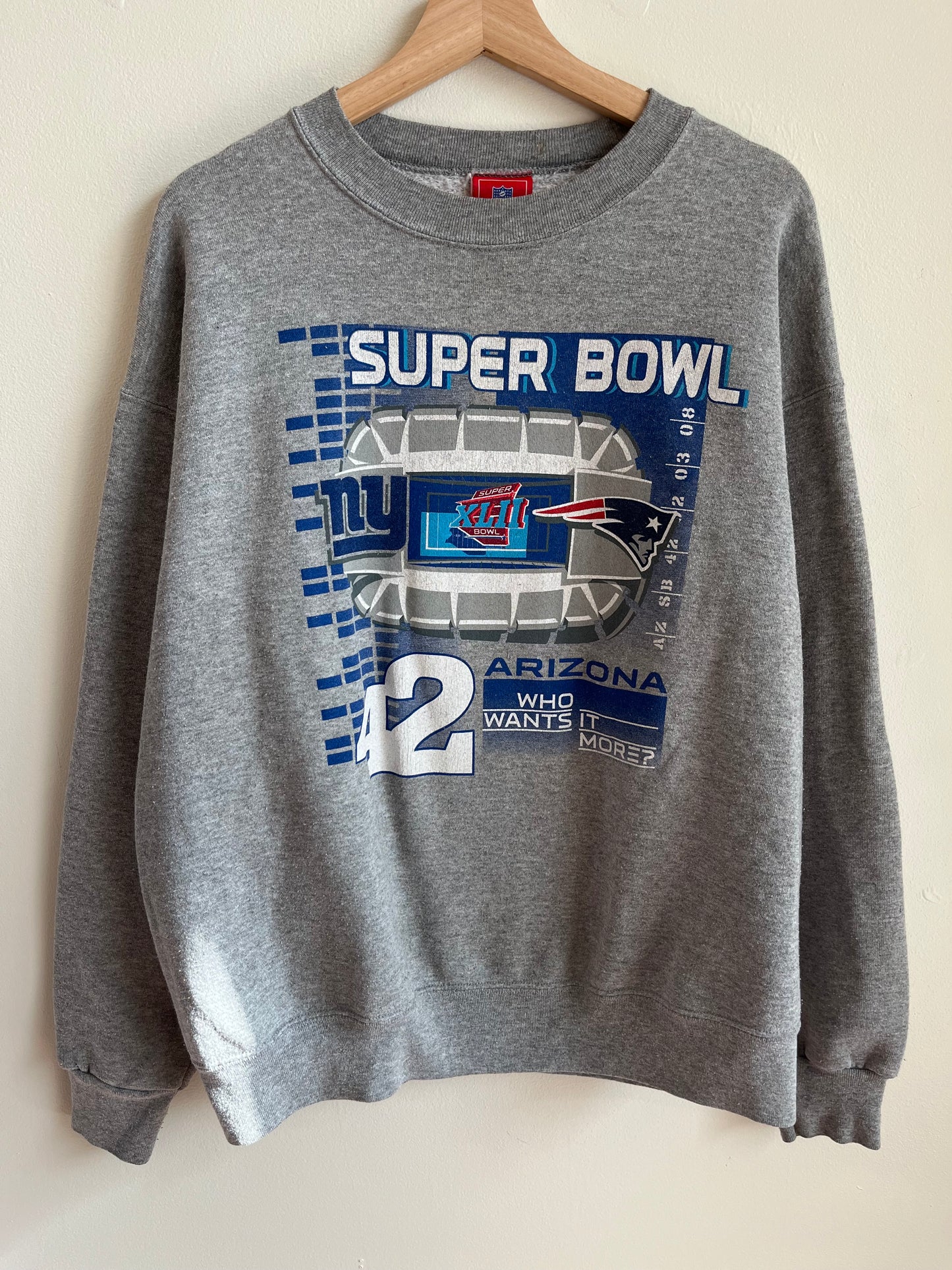 00s NY Giants v NE Patriots Super Bowl NFL Crewneck (L)