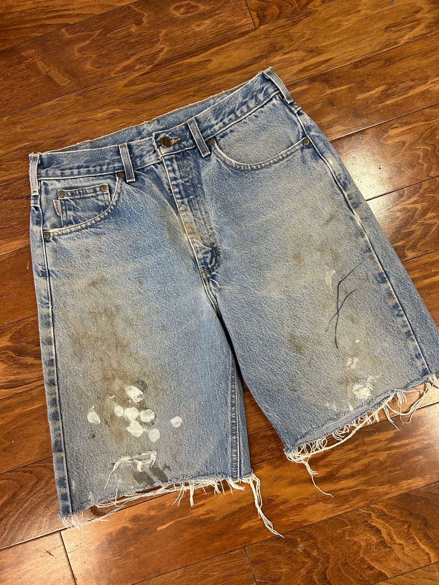 00s Carhartt Distressed Stained Jean Shorts (30)