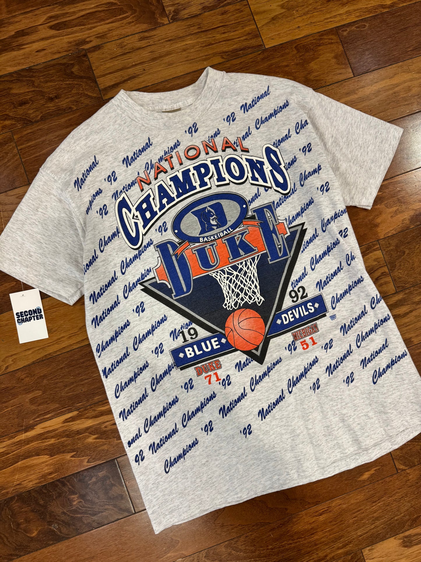 1992 Duke Blue Devils "National 92" College Basketball Tee (XL)