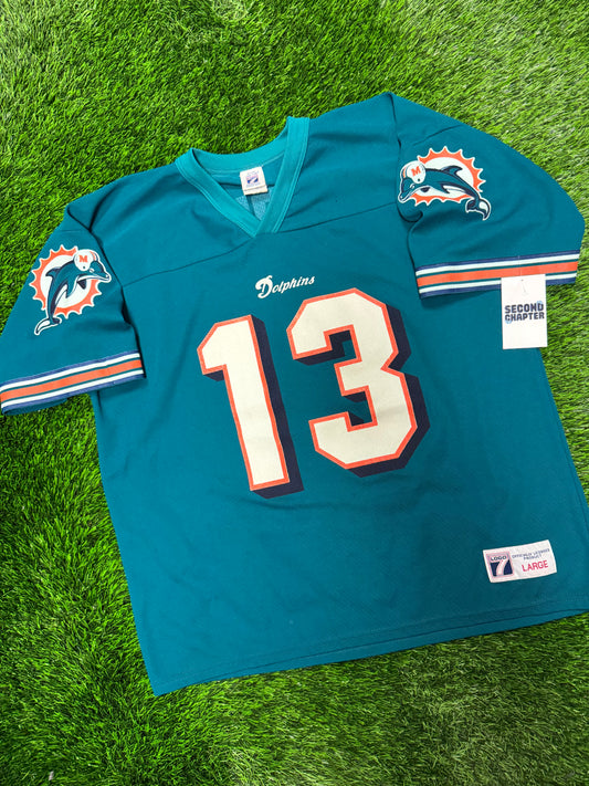 90s Miami Dolphins Dan Marino #13 Vintage Logo 7 NFL Jersey (L)