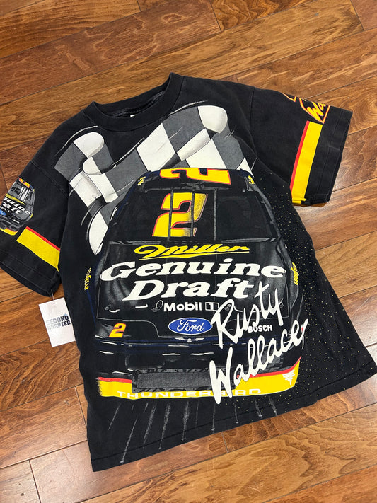 90s Miller Rusty Wallace Vintage Nascar AOP Tee (L)