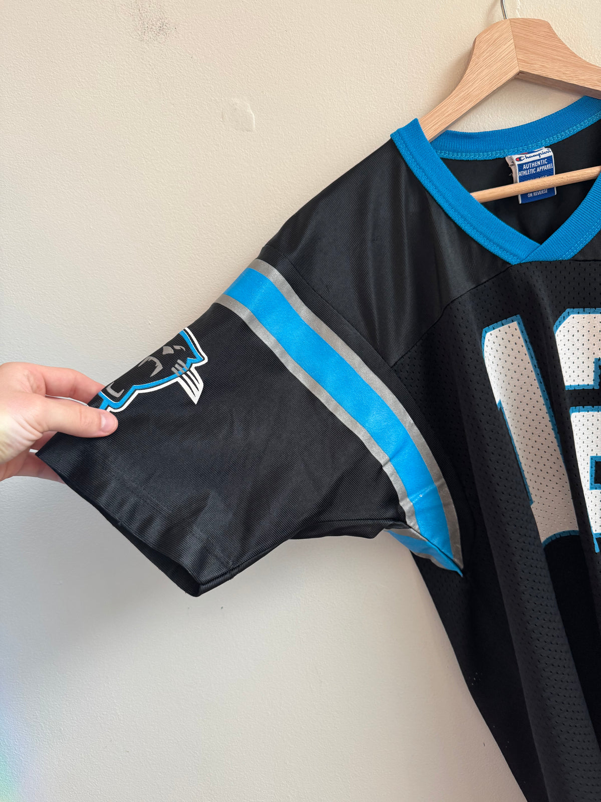 90s Carolina Panthers Kerry Collins Champion Home Jersey (Youth XL)