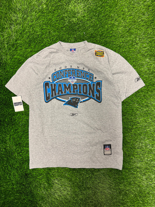 2003 Carolina Panthers NFC Champions Gray Reebok Tee (M)