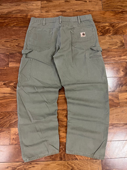 00s Carhartt Olive Green Carpenter Pants (35 x 30)