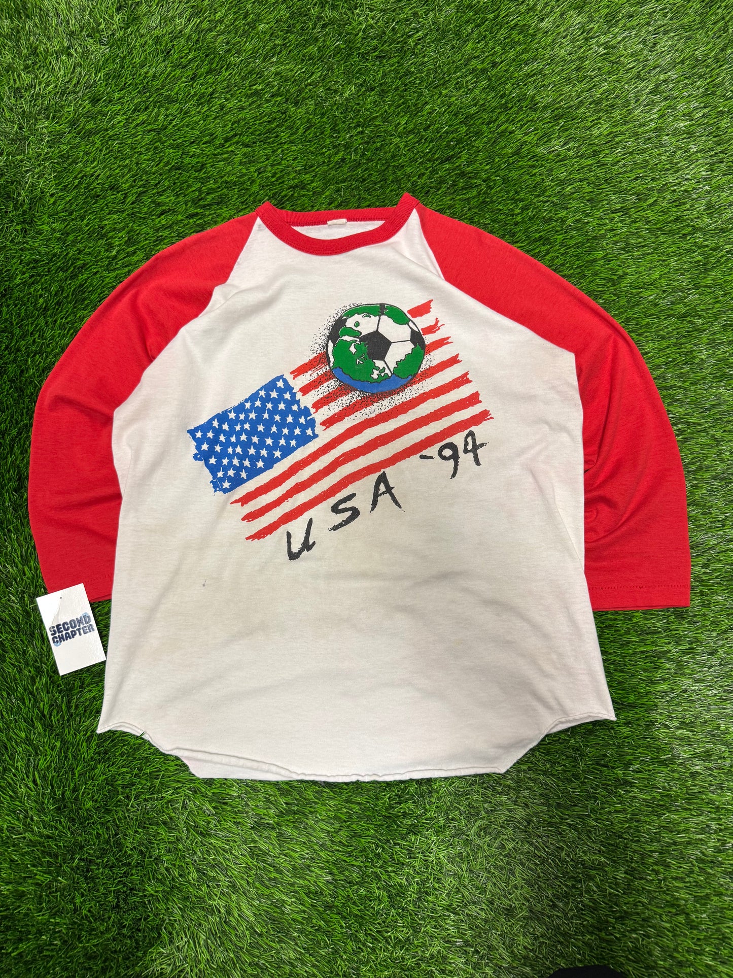 1994 World Cup Spell Out 1/4th Sleeve Shirt (L)