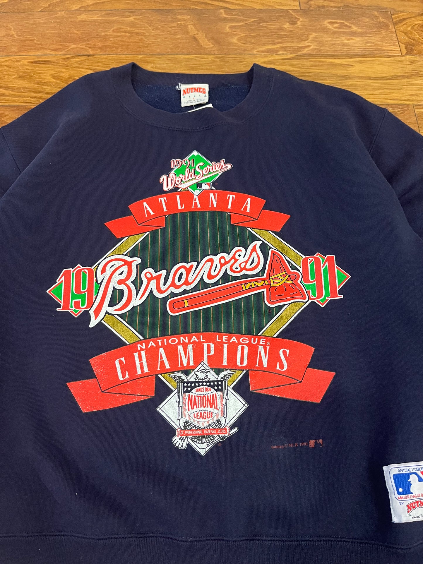 1991 Atlanta Braves World Series Vintage Nutmeg MLB Crewneck (L)