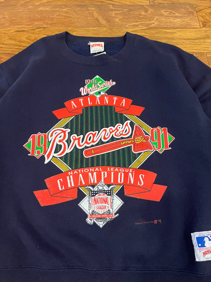 1991 Atlanta Braves World Series Vintage Nutmeg MLB Crewneck (L)