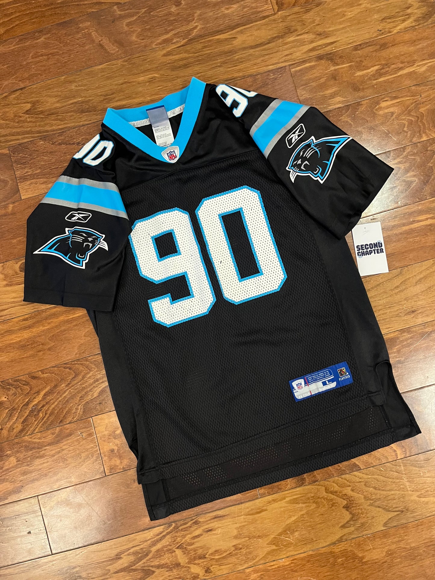 00s Carolina Panthers Julius Peppers Home Jersey (Youth L)