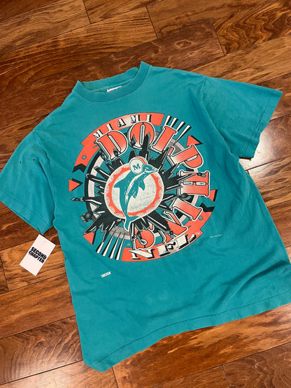 1994 Miami Dolphins Shattered Logo Tee (L)