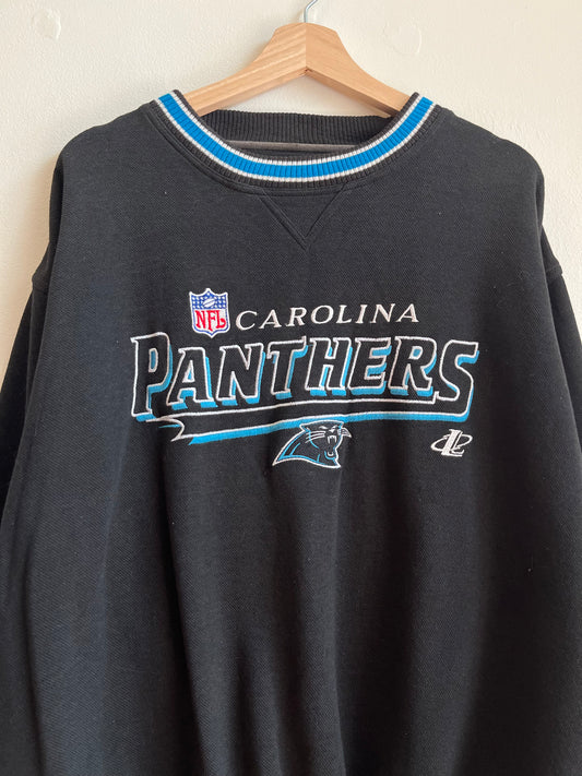 90s Carolina Panthers Logo Athletics Black Crewneck (XL)