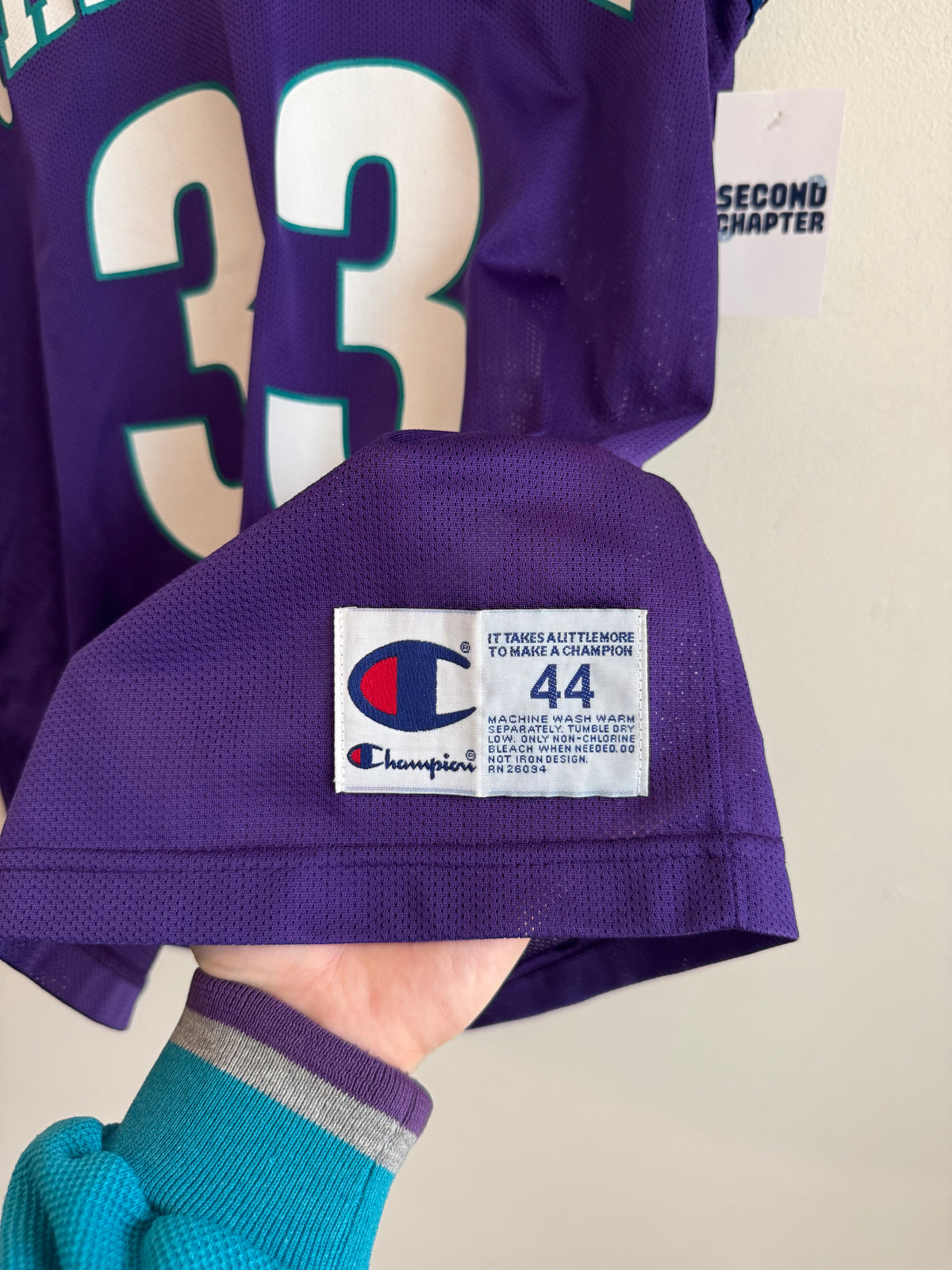 90s Charlotte Hornets Alonzo Mourning Champion Vintage Purple Jersey (M)