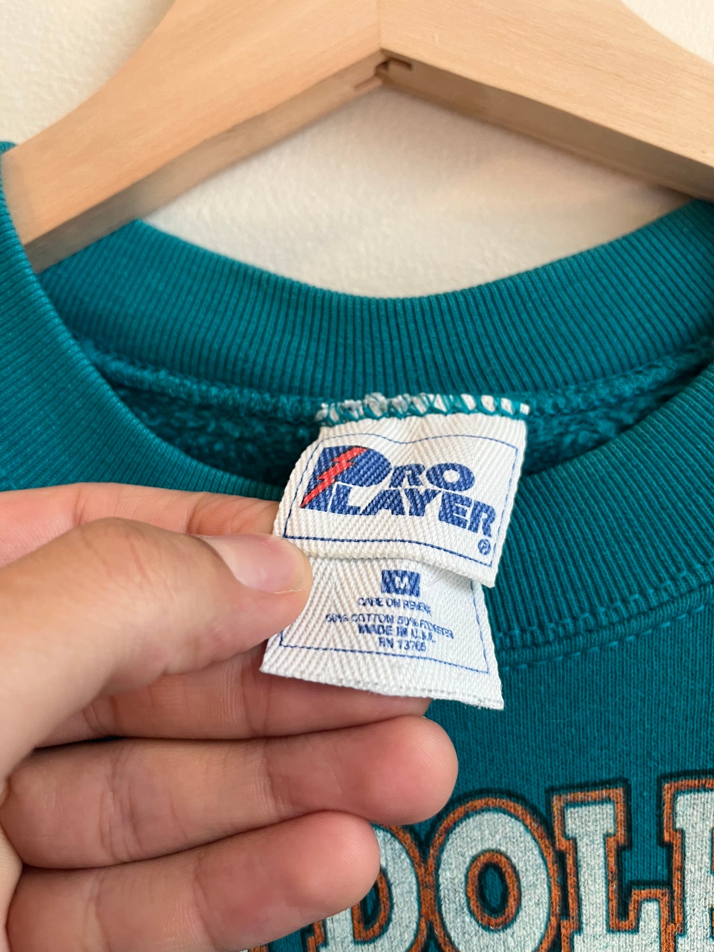 1995 Miami Dolphins Teal Pro Player Helmet Crewneck (M)