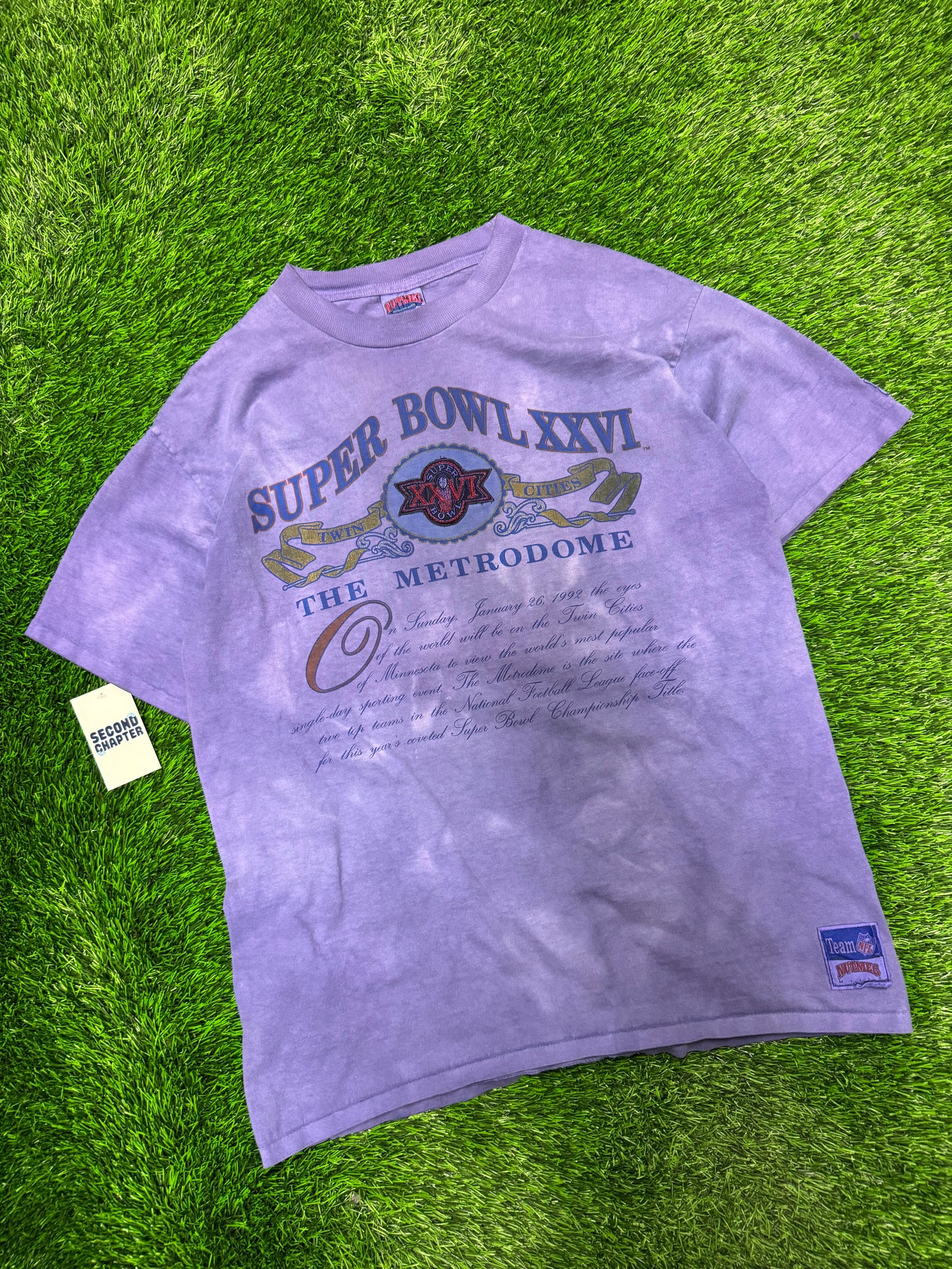 1992 Super Bowl XXVI Vintage Purple Dyed Tee (XL)