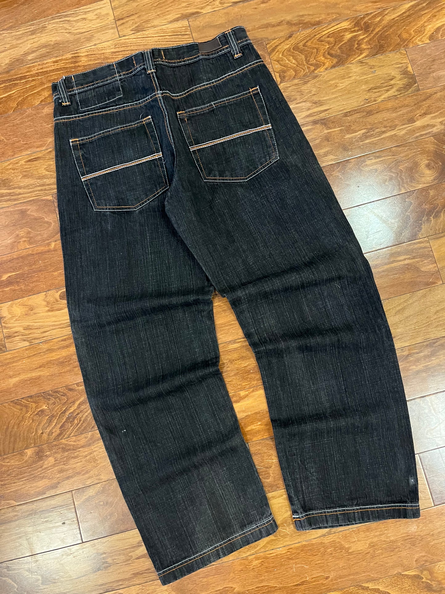 00s RK Denim Black Stitched Pocket Jeans (36x32)