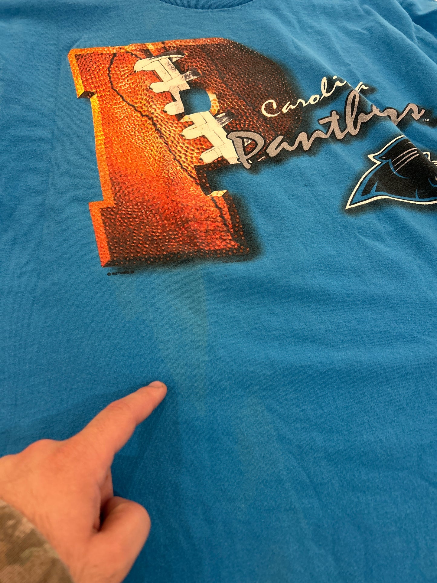1995 Carolina Panthers Blue Big Letter Tee (L)