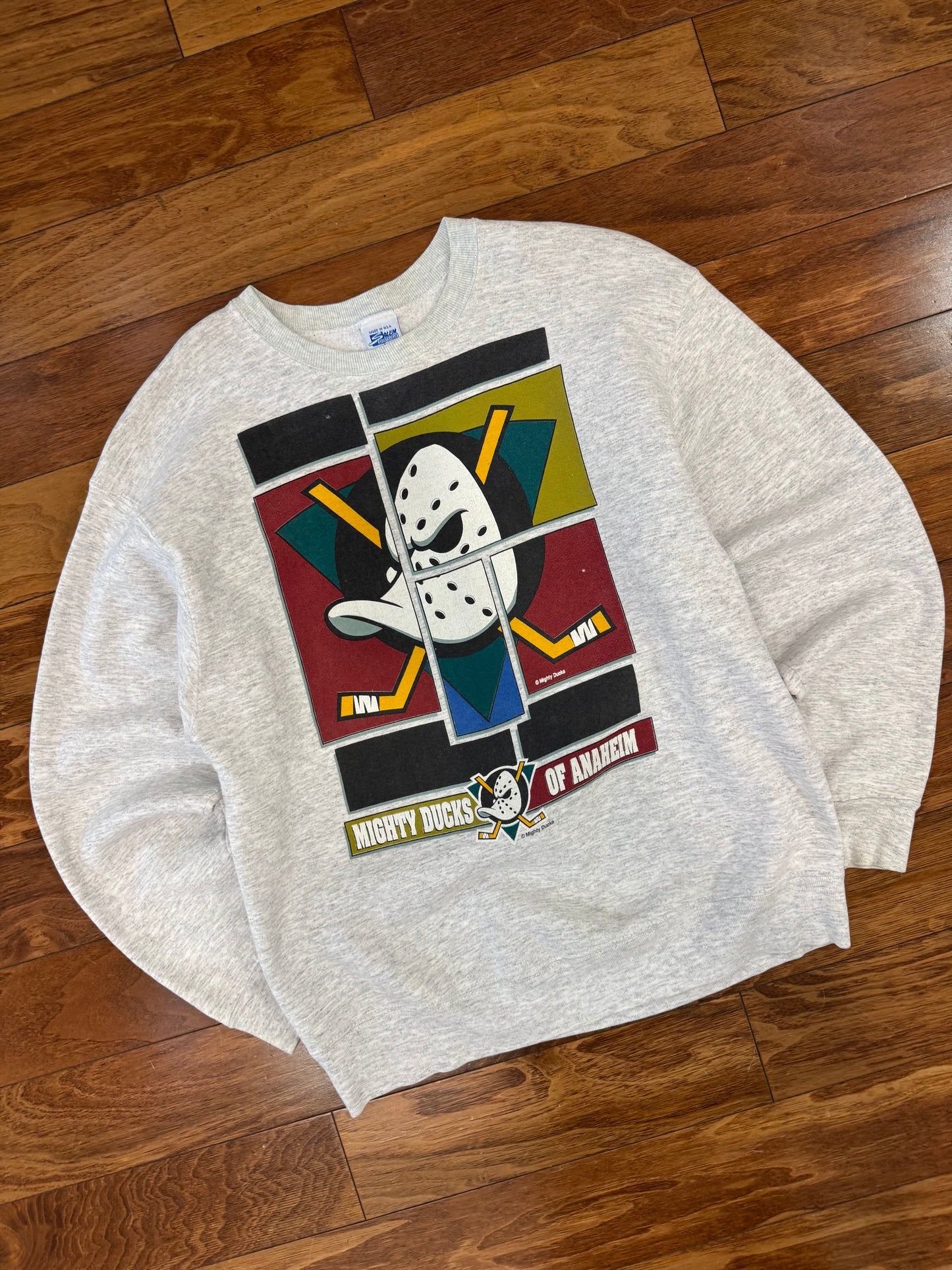 90s Mighty Ducks Vintage Salem Hockey Stained Crewneck (L)
