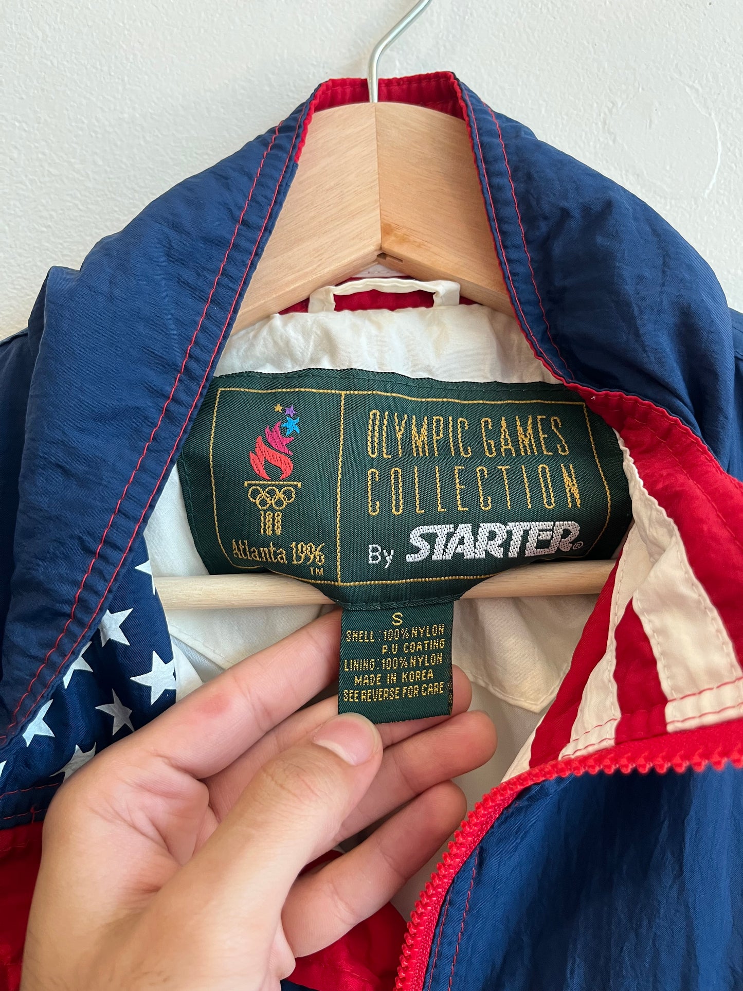 1996 Atlanta Olympics USA Red/White/Blue Starter Windbreaker (S)