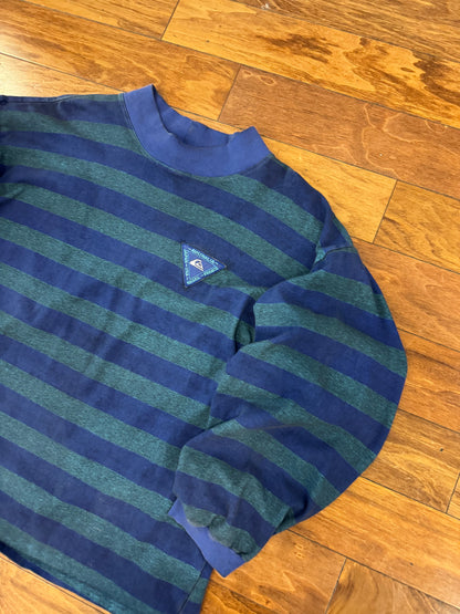 90s Quiksilver Striped Color Block Surf Long Sleeve Mock Shirt (L)