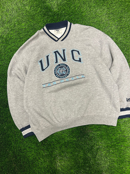 90s University Of North Carolina (UNC) Spell Out Vintage Lee Embroidered Crewneck (XL)
