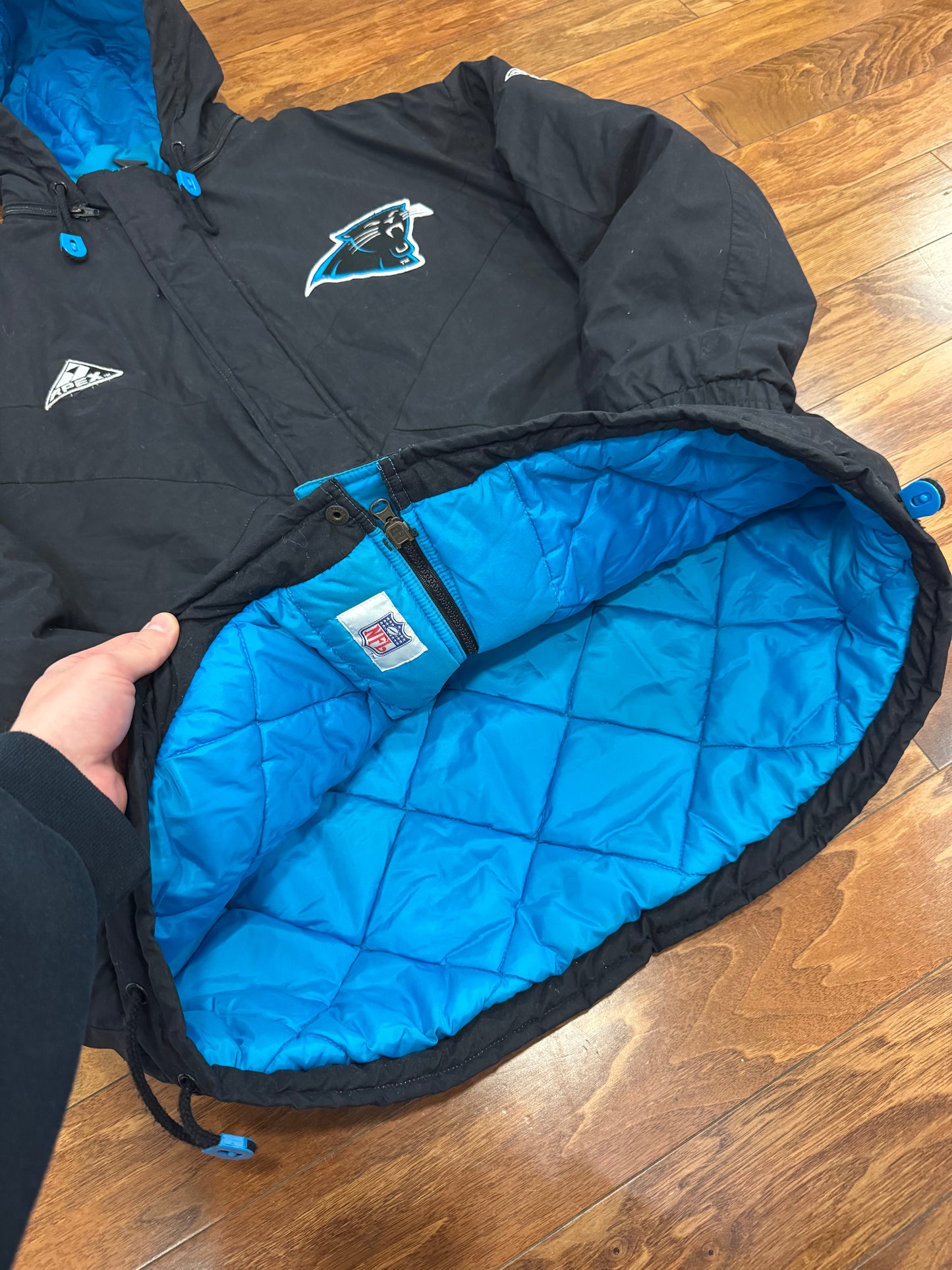 90s Carolina Panthers Apex Parka Puffer Jacket (XL)