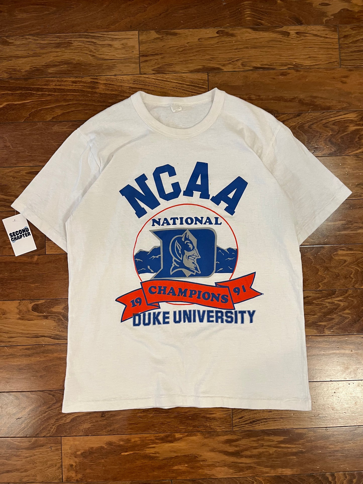 1991 Duke National Champs White Vintage Tee (L)