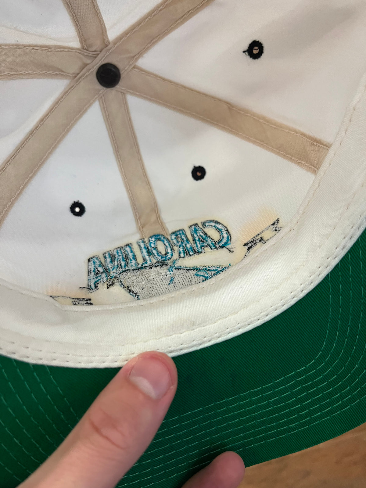 90s Carolina Panthers Spell Out White/Black Hat (OS)