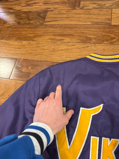 1989 Minnesota Vikings 20th Anniversary Vintage Birdie Satin Jacket (L)
