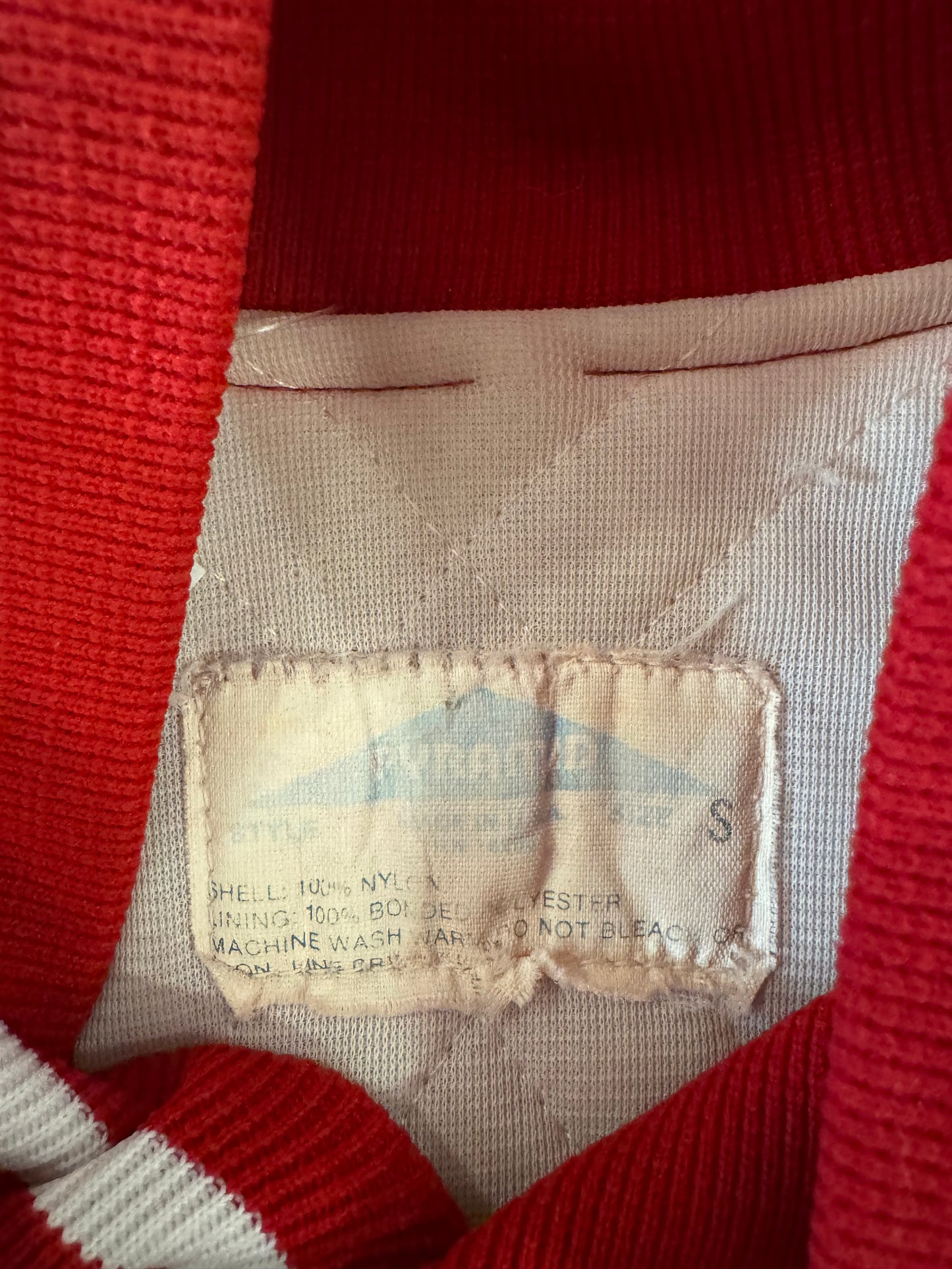 90s Brooklyn Script Red Vintage Satin Jacket (S)