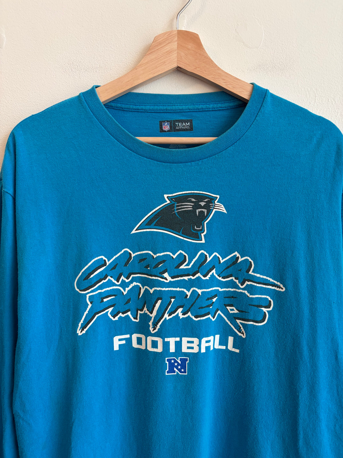 00s Carolina Panthers Blue Cat Scratch Long Sleeve Shirt (L)