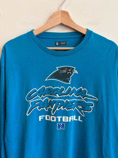 00s Carolina Panthers Blue Cat Scratch Long Sleeve Shirt (L)