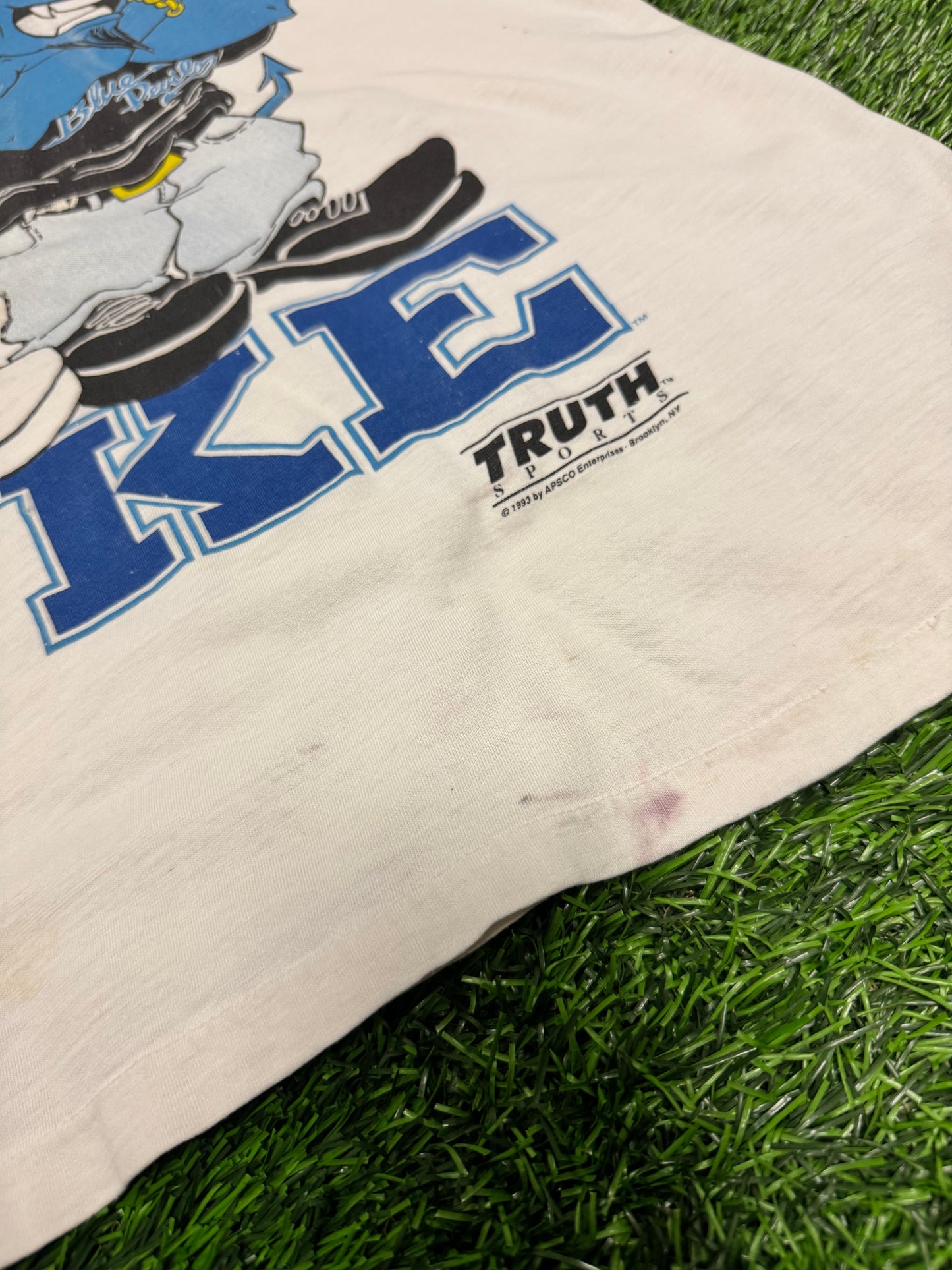 1993 Duke University Blue Devils Cartoon Mascots Vintage Tee (XL)