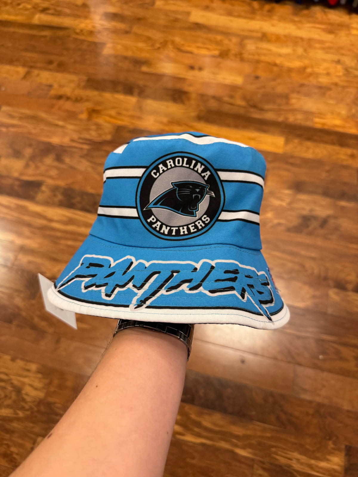 Carolina Panthers Electric Blue Spell Out Bucket Hat (OS)