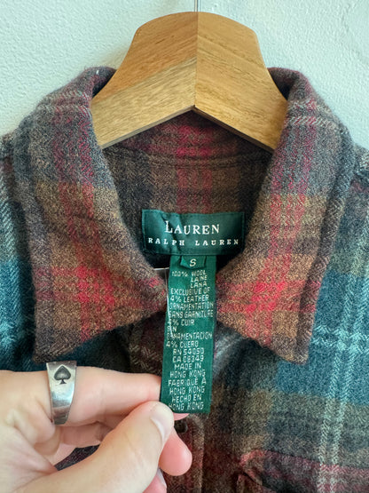 90s Lauren Ralph Lauren Multi-Colored Green Label Flannel (S)