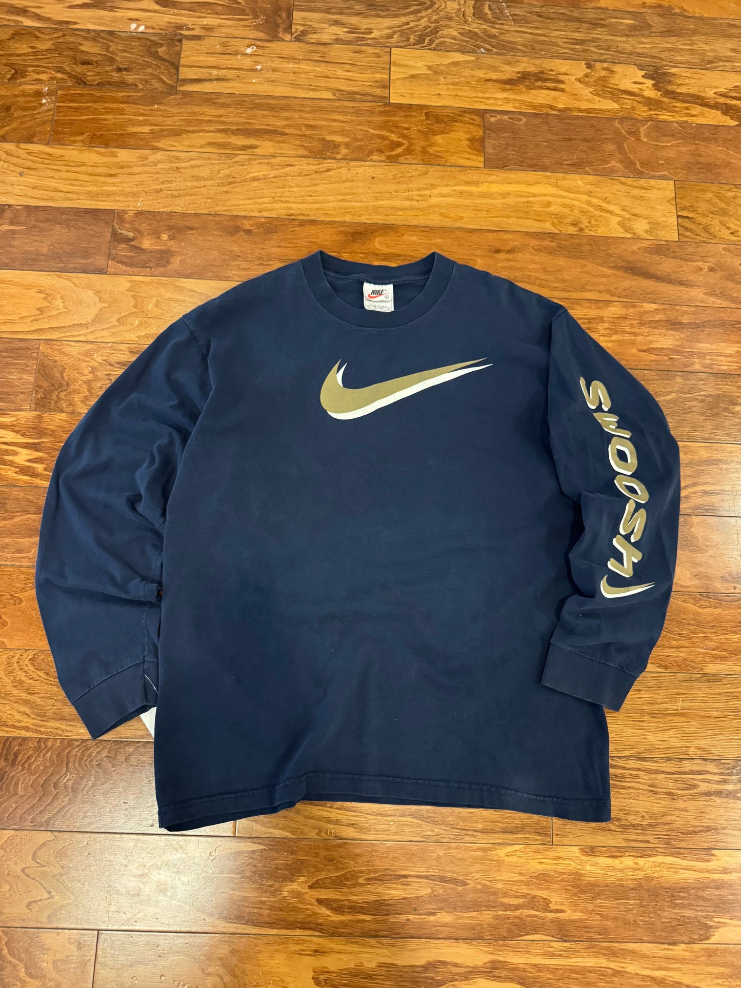 90s Nike Double Swoosh Navy Long Sleeve (L)