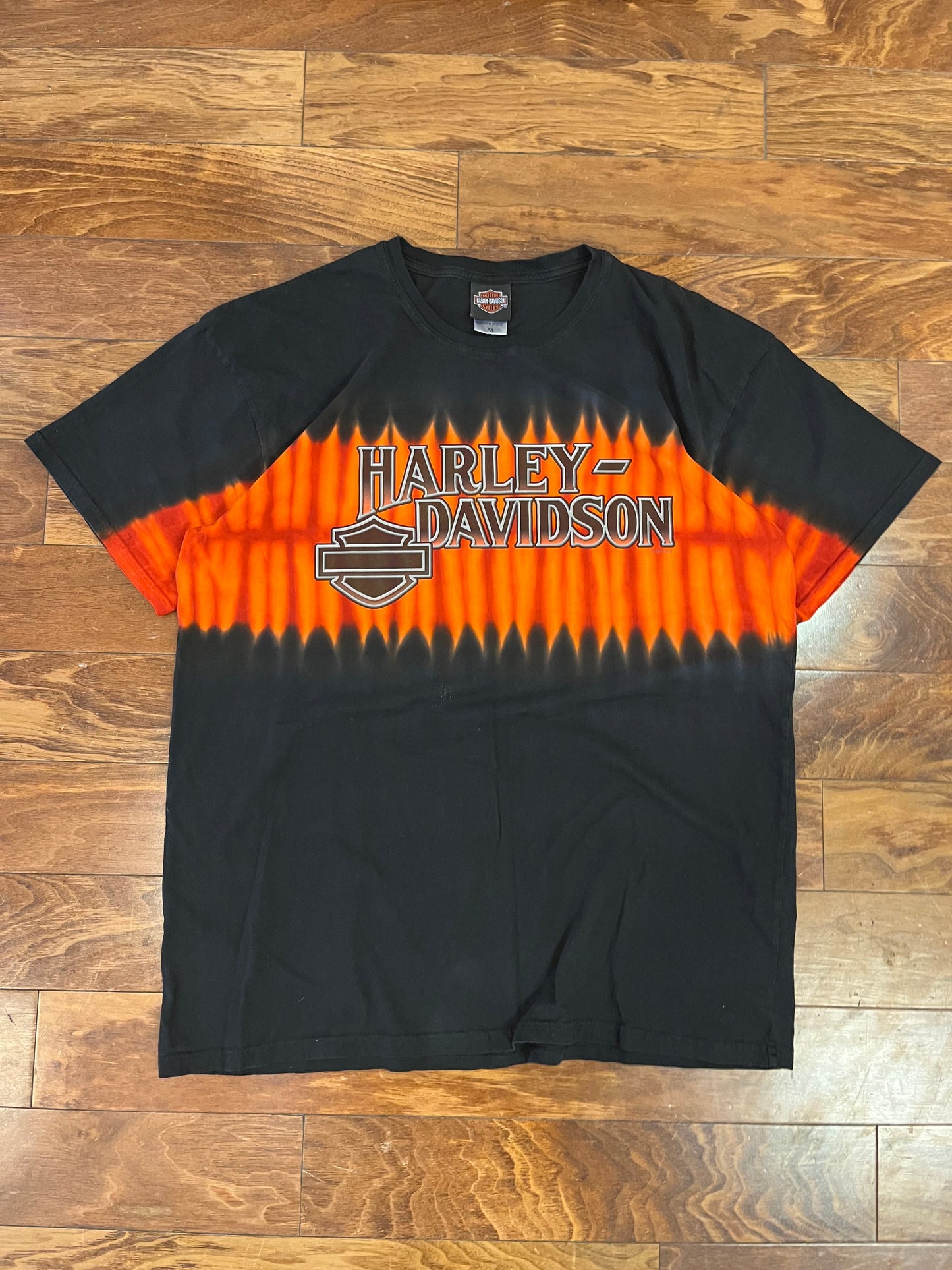 2012 Harley Davidson Black/Orange Flames Dye Tee (XL)