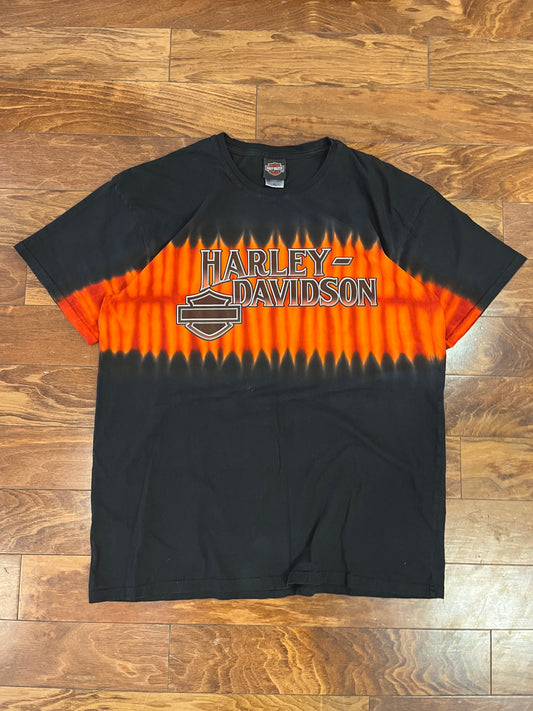 2012 Harley Davidson Black/Orange Flames Dye Tee (XL)