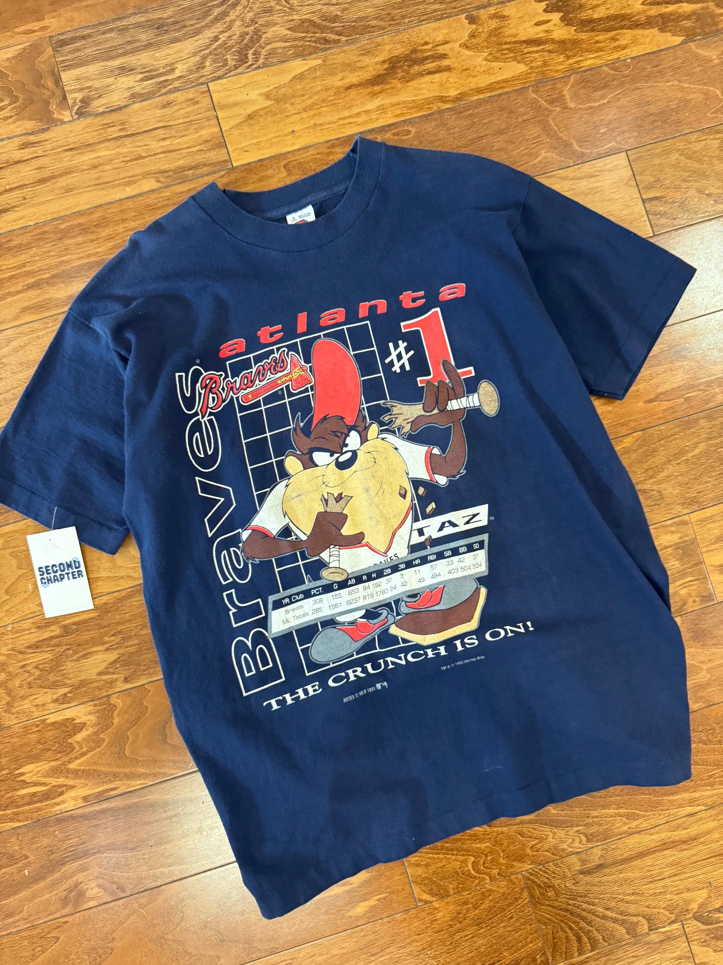 1993 Atlanta Braves Looney Tunes Taz MLB Tee (L)