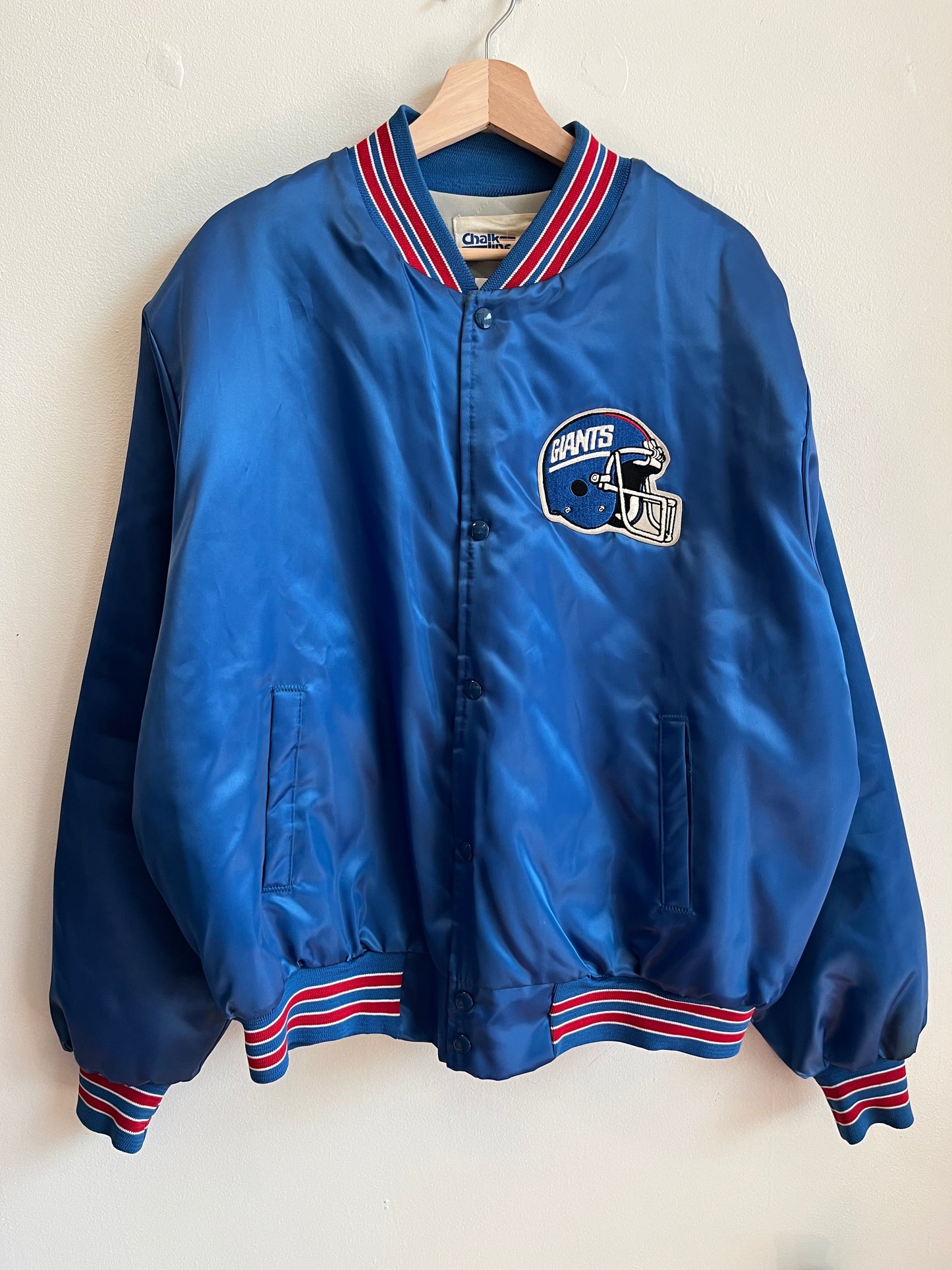 1990s New York Giants Big Spell Out Chalkline Satin Jacket (XL)