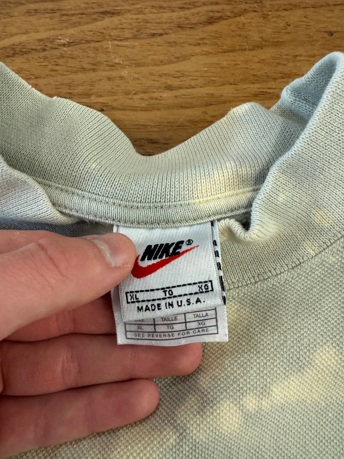 90s Nike Bleach Dye Mock Neck Distressed Crewneck (XL)
