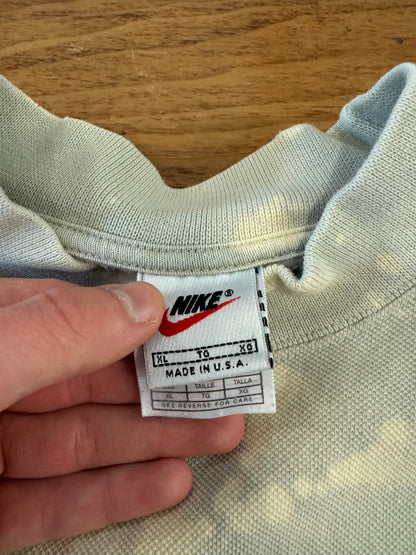 90s Nike Bleach Dye Mock Neck Distressed Crewneck (XL)