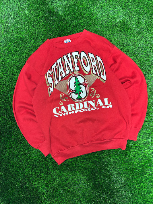 90s Stanford University Cardinal Spell Out Graphic Red Vintage Crewneck (XL)