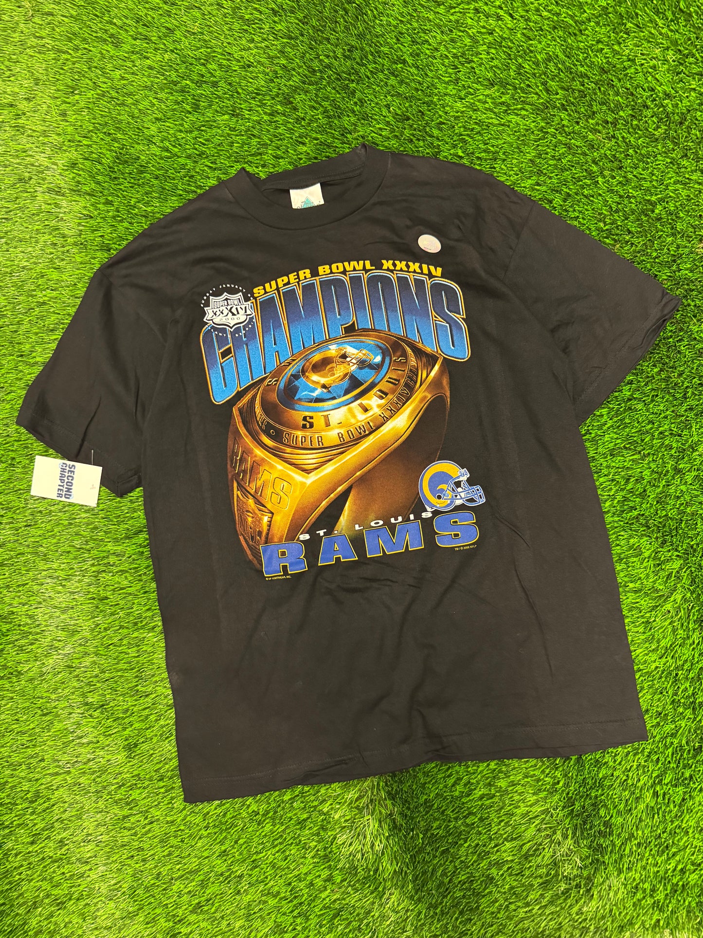 2000 St Louis Rams Super Bowl Ring Tee (L)