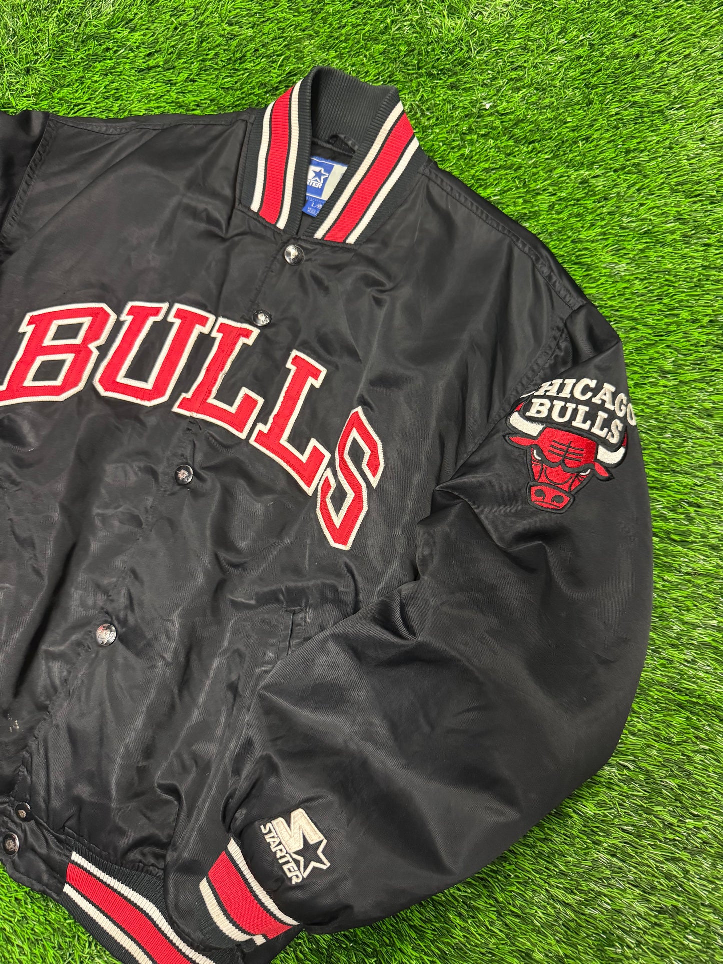 90s Chicago Bulls Vintage NBA Starter Spell Out Jacket (L)