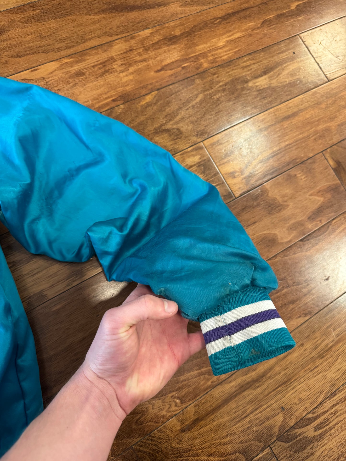 80s Charlotte Hornets Chalk Line Satin Jacket (L)