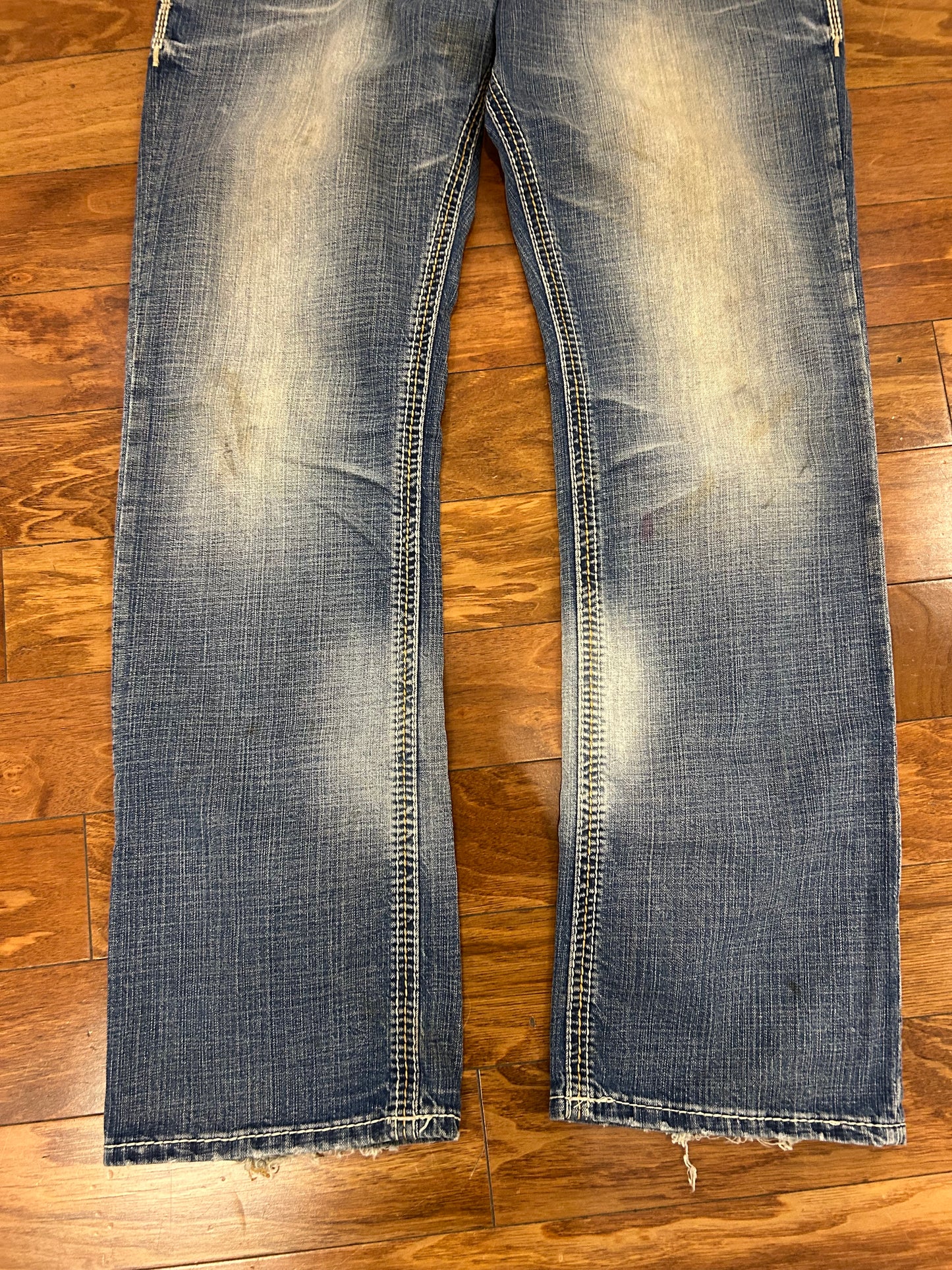 00s Affliction Faded Mid Wash Blake Boot Cut Jeans (38 x 34)