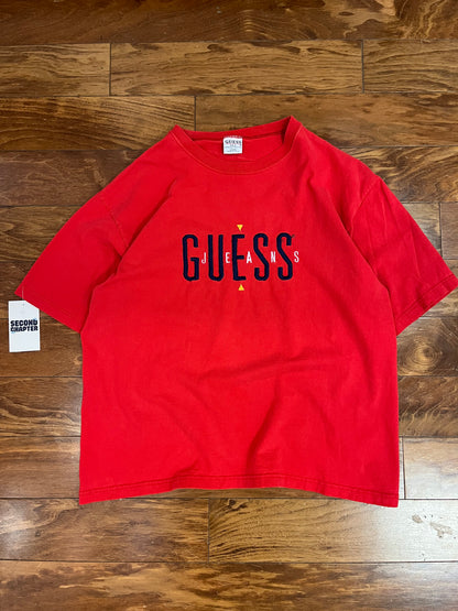 90s Guess Jeans Embroidered Spell Out Tee (L)
