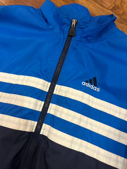 90s Adidas Vintage Blue Striped Windbreaker (XL)