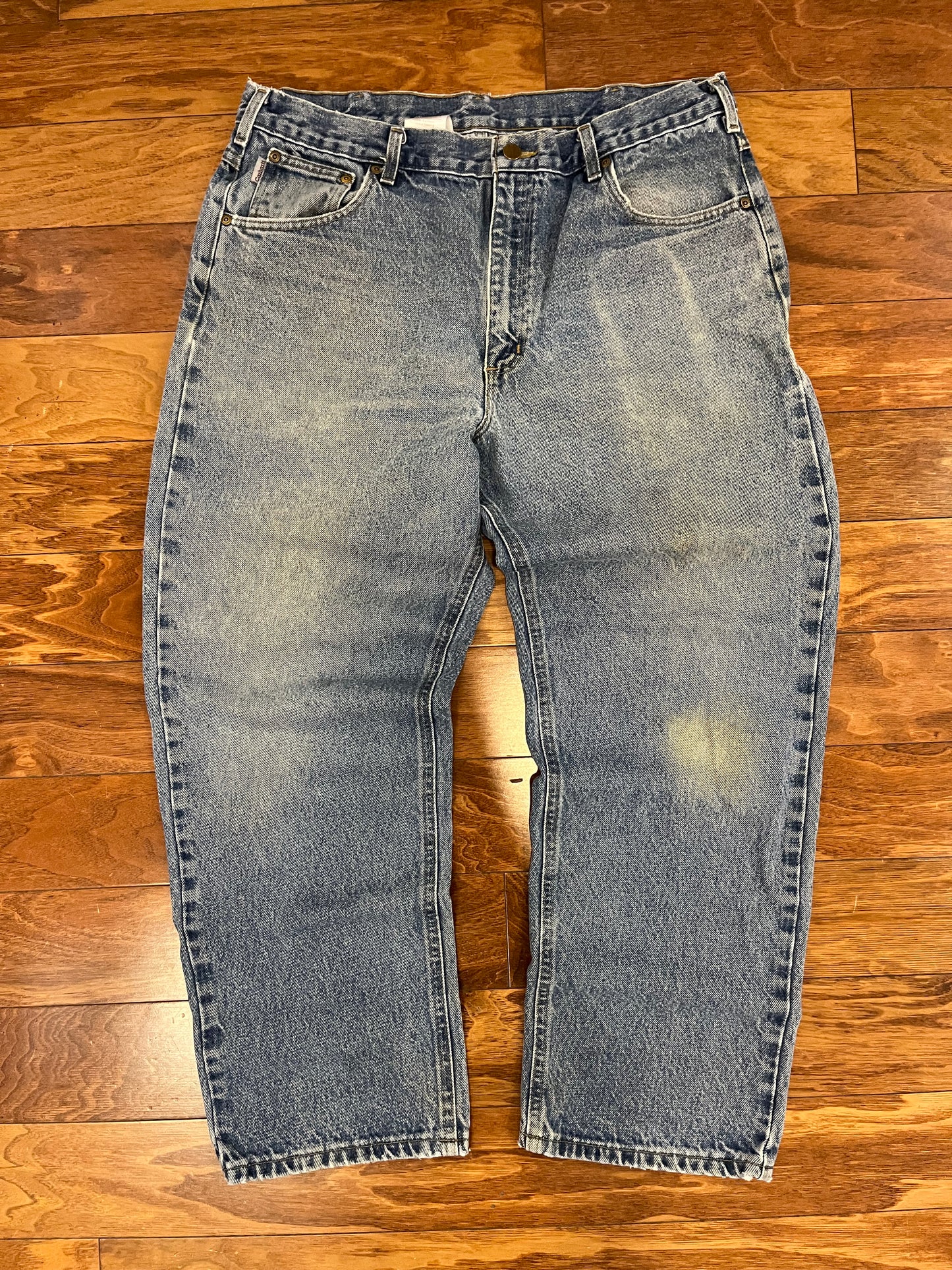 00s Carhartt Blue Washed Work Jeans (36 x 30)